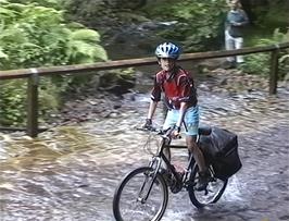 Lee easily manages to ride Cloutsham Ford without coming off
